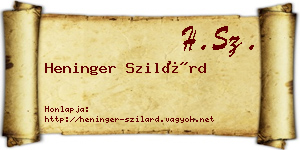 Heninger Szilárd névjegykártya